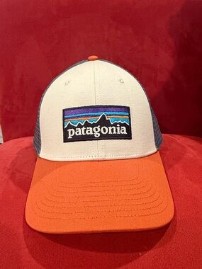 Patagonia Trucker Hat | Orange & Blue Mesh Snapback | Logo Patch | EUC